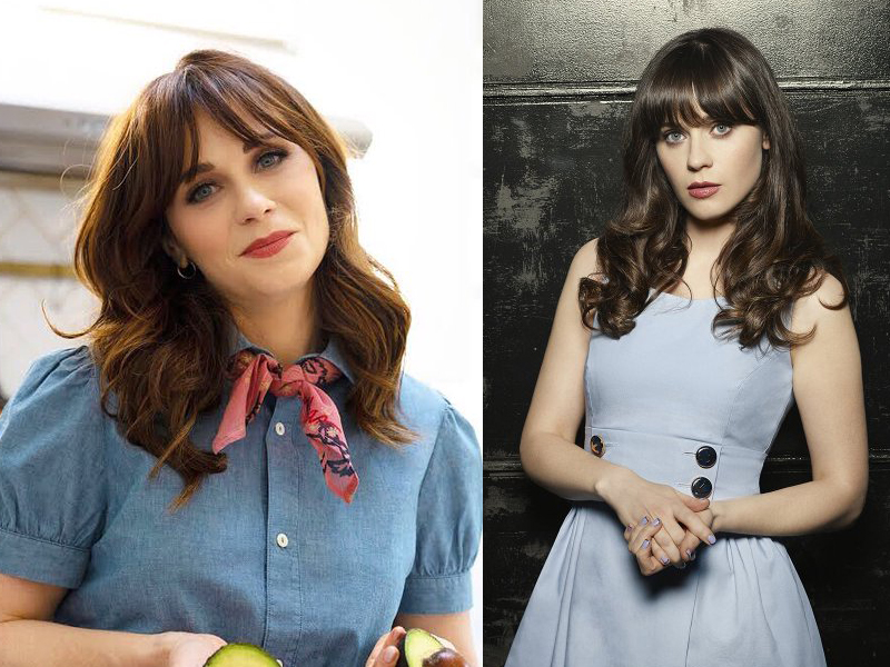 Zooey Deschanel With And Without Bangs