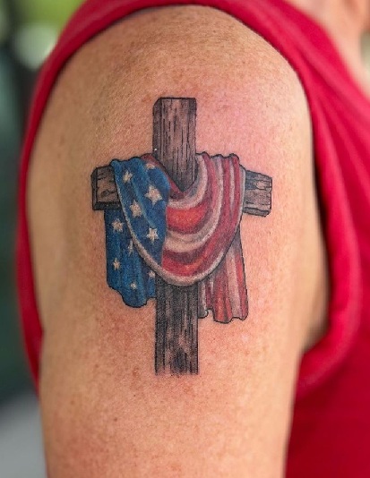 American Flag Cross Tattoo