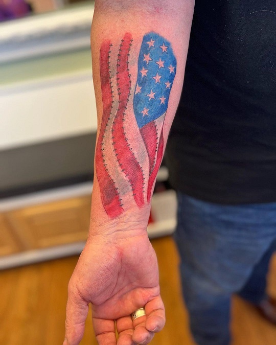 American Flag Forearm Tattoo