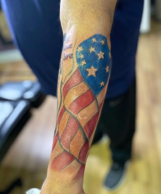 American Flag Half Sleeve Tattoo