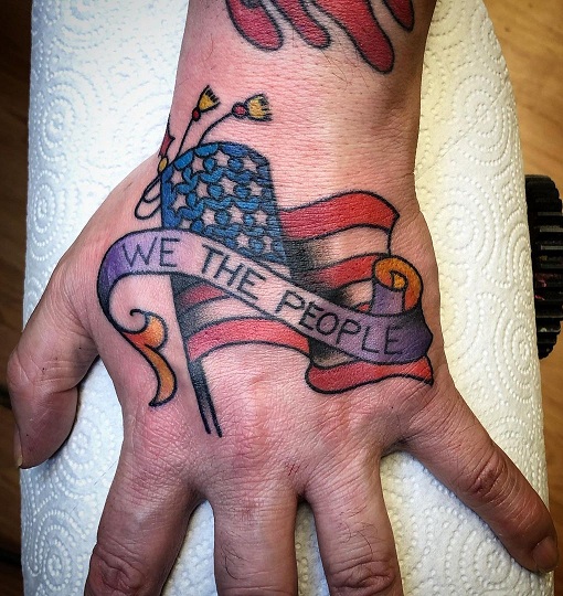 American Flag Tattoo On The Hand