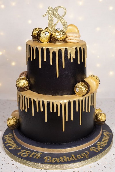 Black And Gold Drip Cake For 18th Birthday
