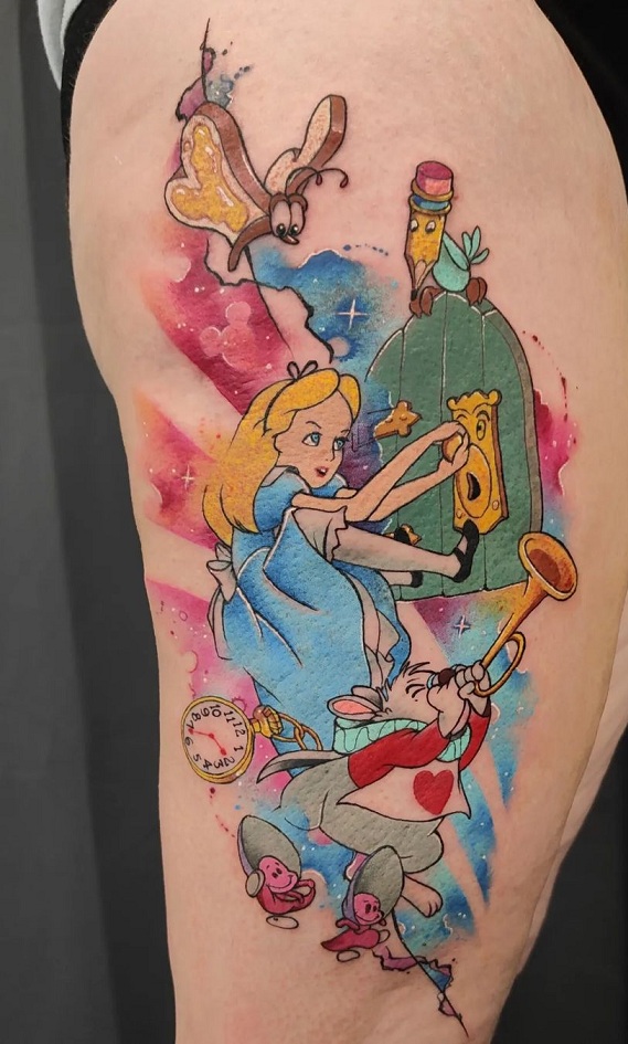 Detailed Alice In Wonderland Themed Tattoos