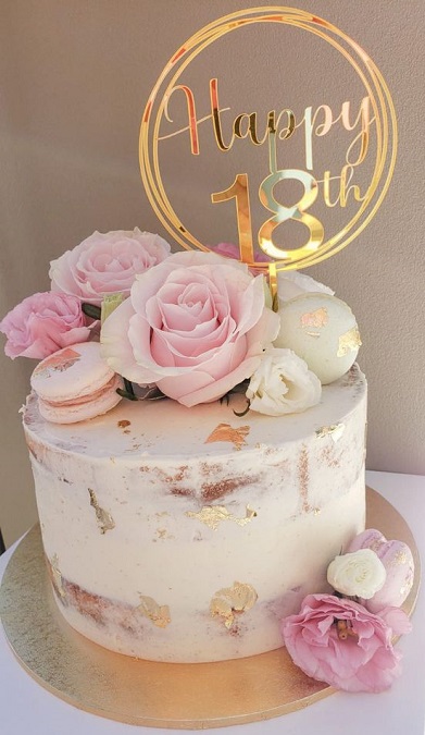 Floral 18th Birthday Cake Design