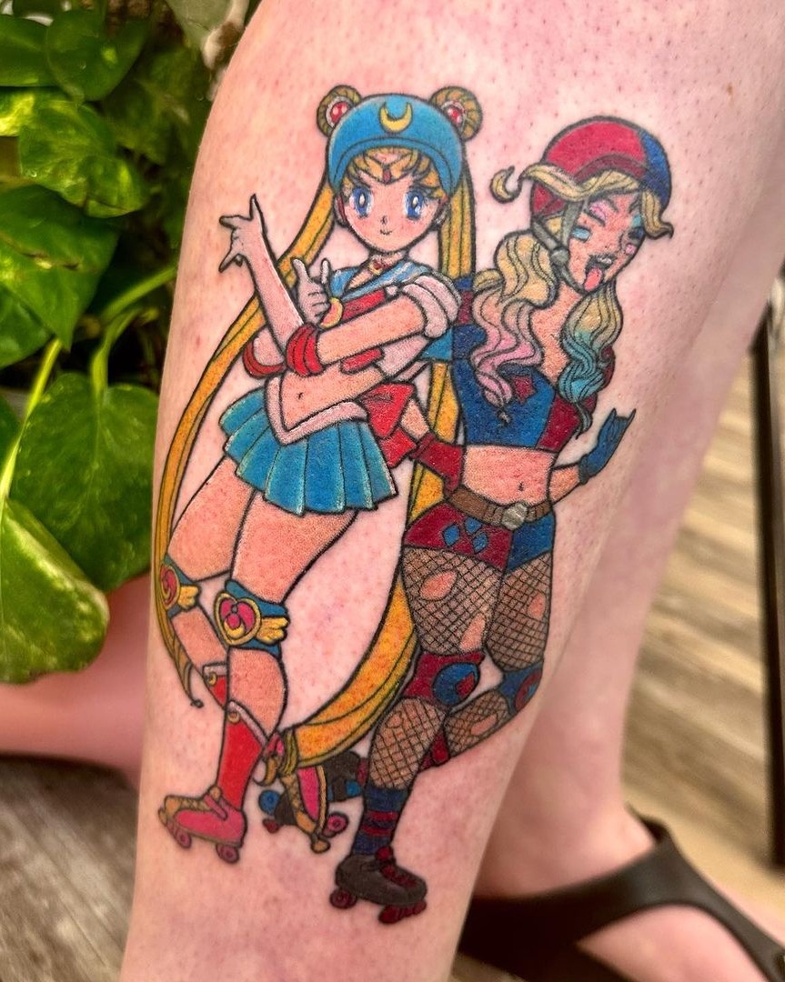 Harley Quinn And Sailor Moon Tattoo