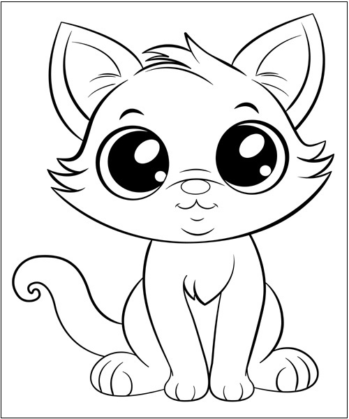 cartoon kitten coloring page