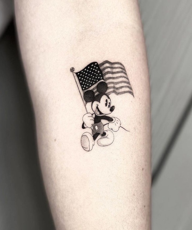 Mickey Mouse American Flag Tattoo