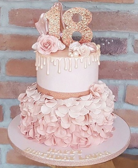Two Tier Ruffle Cake For 18th Birthday