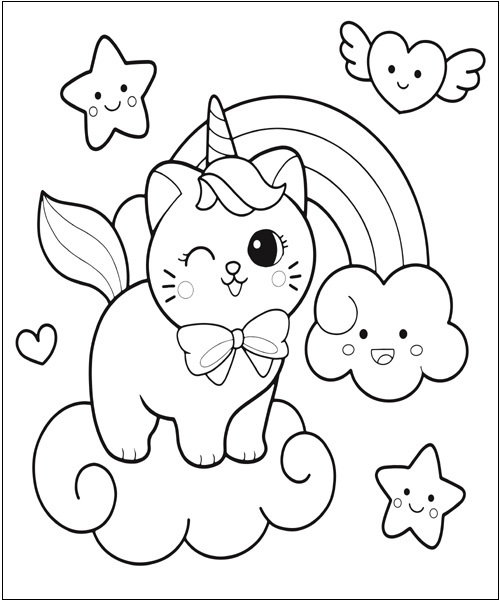 Unicorn Kitten Coloring Sheet