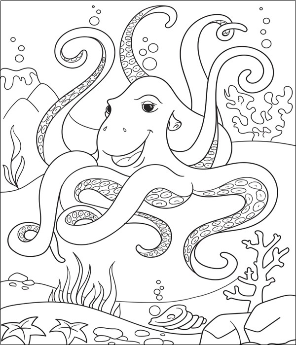 A Unique Coloring Page Of An Octopus