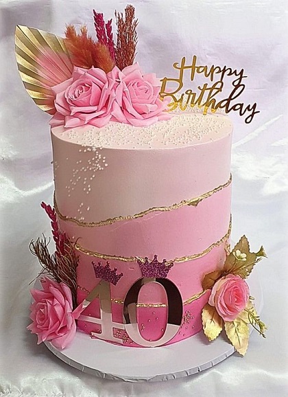 Beautiful Cake For 40th Birthday