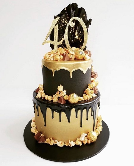Black And Gold Cake For 40th Birthday