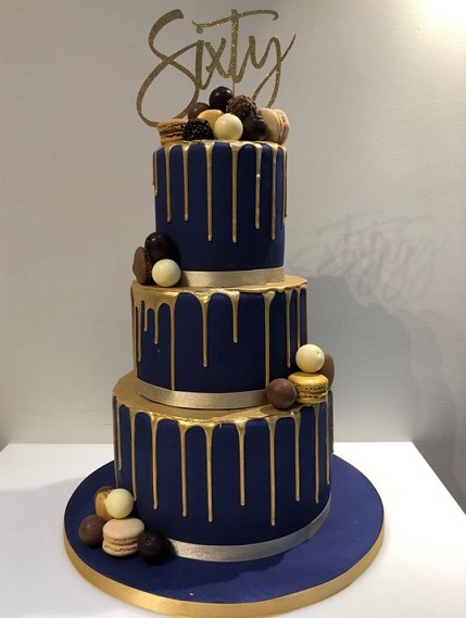 Black And Gold Cake For 60th Birthday