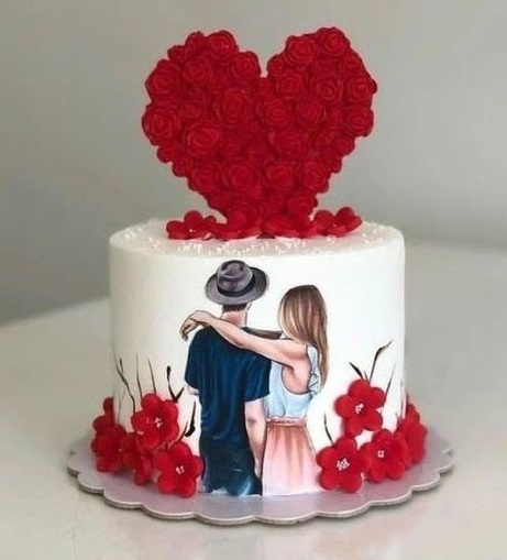 Cake Design With Couple Illustration