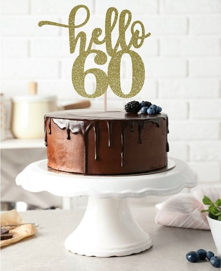 Chocolate Cake With 60th Birthday Topper