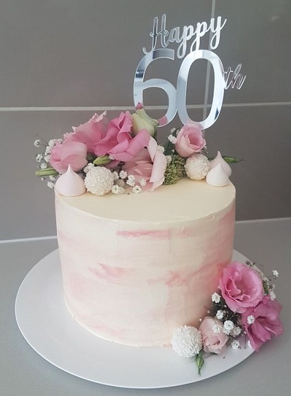 Floral Cake For 60th Birthday