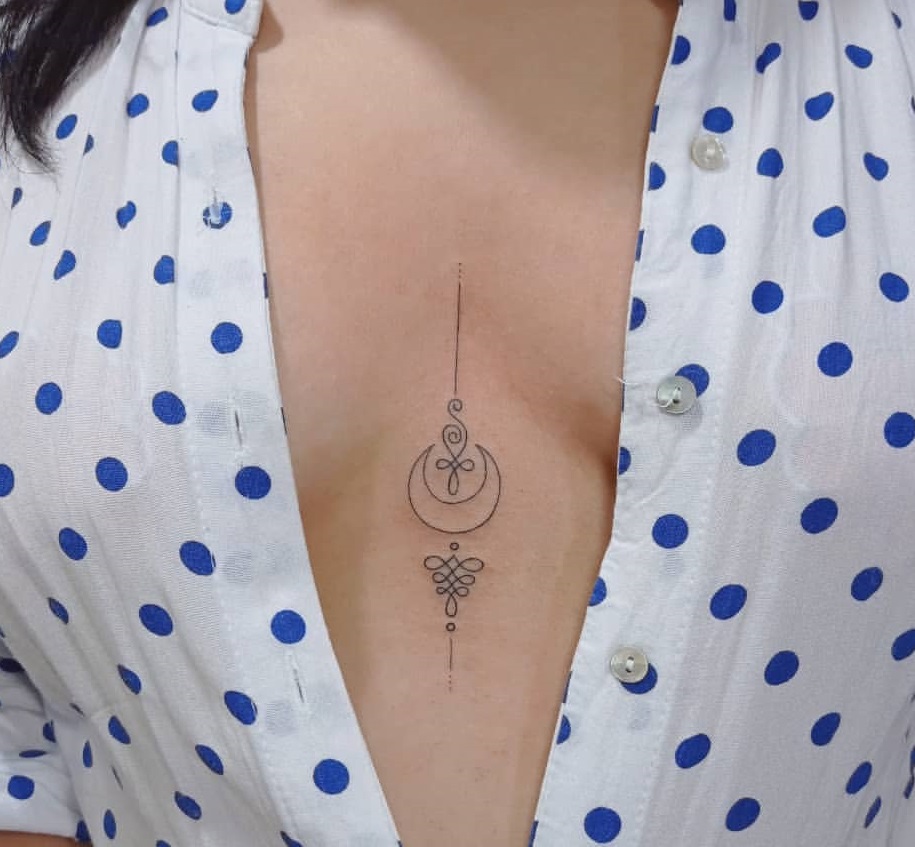 Geometric Harmony Breast Tattoo
