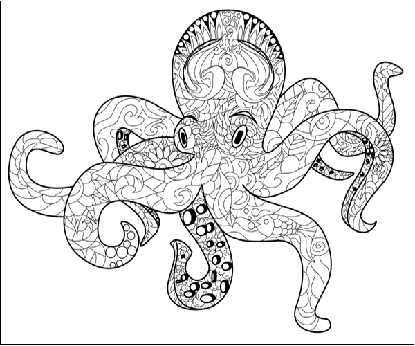 Octopus Coloring Page For Adults