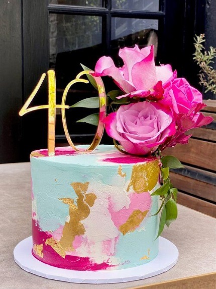 Pretty Cake For 40th Birthday