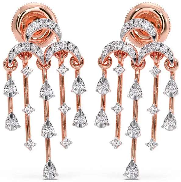 Rose Gold Diamond Chain Earrings