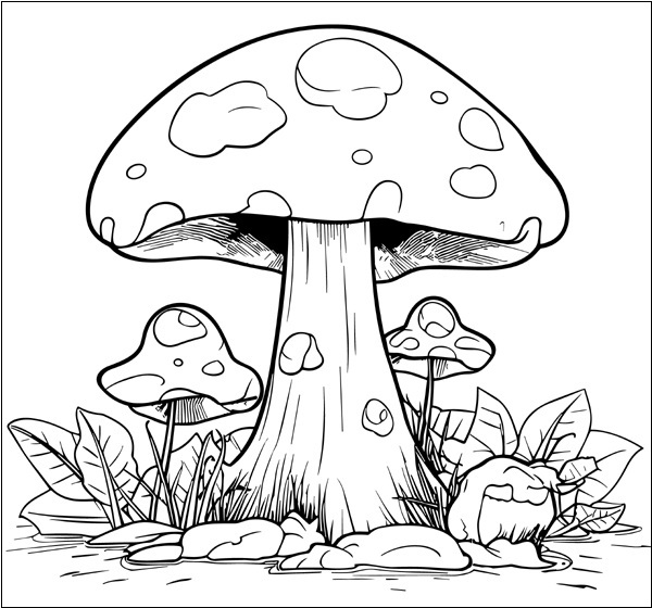 Simple Mushroom Coloring Page