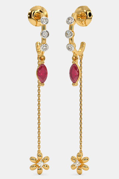 Single Chain Ruby Earrings
