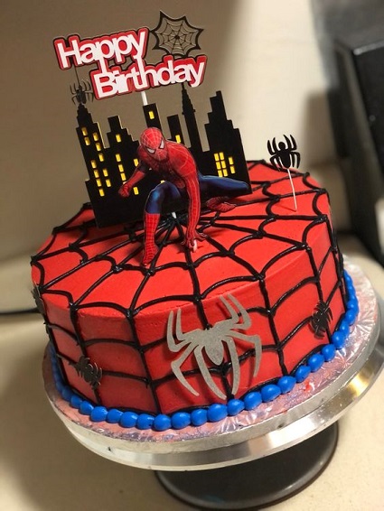 Spiderman Cake With Gotham City Topper