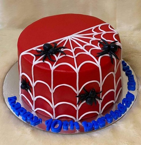 Spiderman Theme Buttercream Frosting Cake