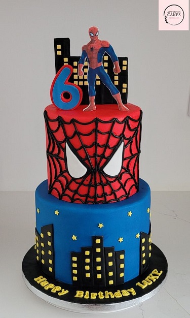 Two Tier Spiderman Birthday Cake