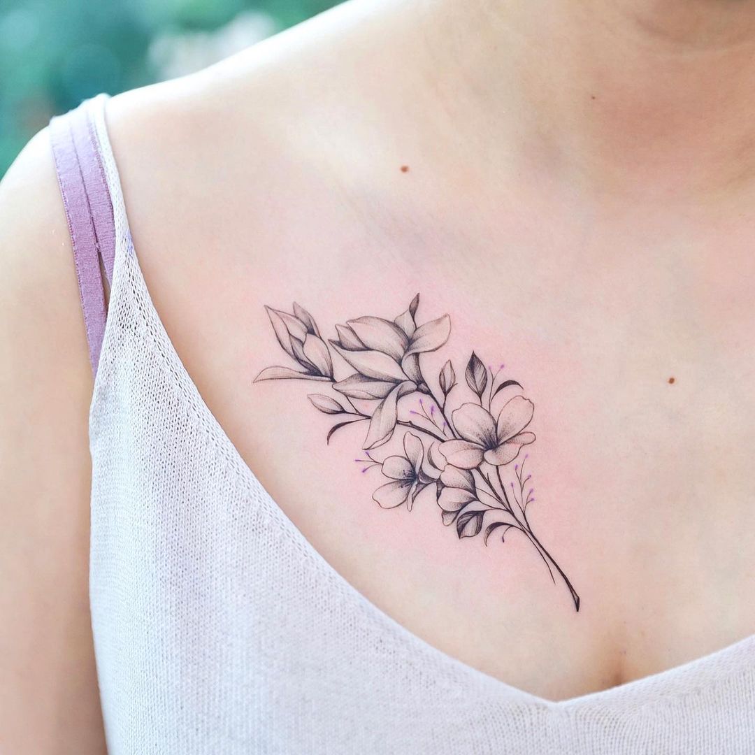 Whispers Of Nature Breast Tattoo