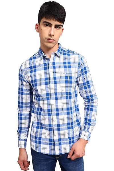 Blue And White Checked Shirt With Matching Pants