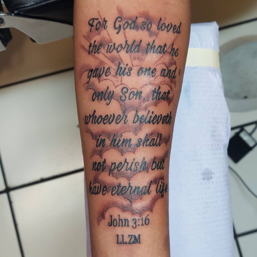 Bold Scripture Tattoos On Forearm