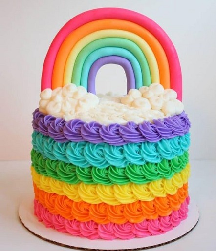 Clouds And Rainbow Cake Design