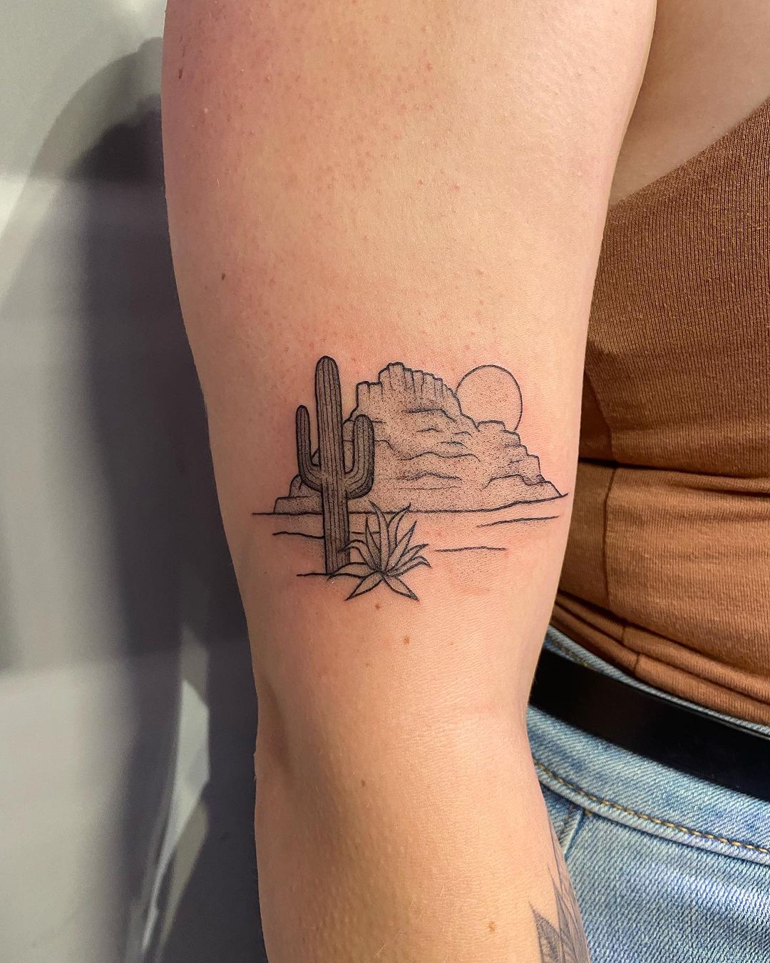 Tattoo tagged with: cactus, dots, heart, mountain, landscape | inked-app.com