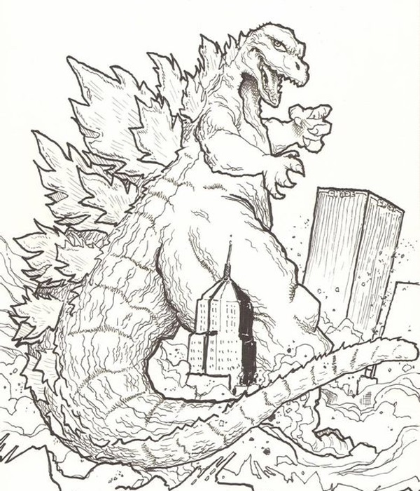 Godzilla Wrecking Drawing