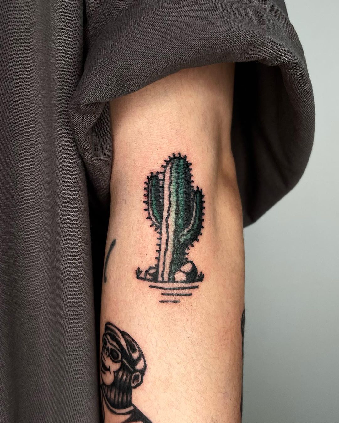 Green Guardian Cactus Tattoo
