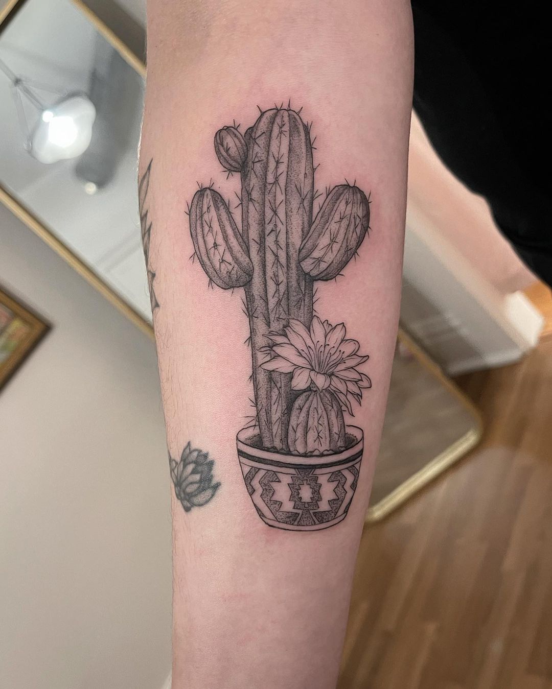Prickly Potted Cactus Tatoo Design