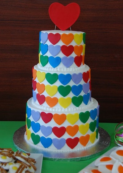 Rainbow Heart Anniversary Cake