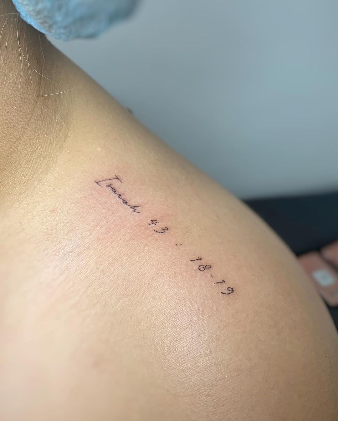 Sleek Bible Verse Tattoo Idea On The Shoulder