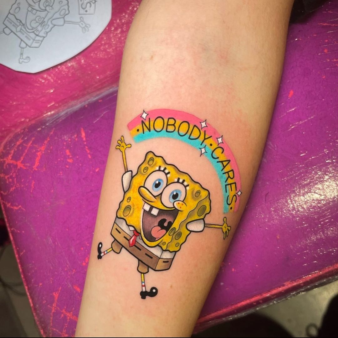 Sponge Bob Rainbow Tattoo Design