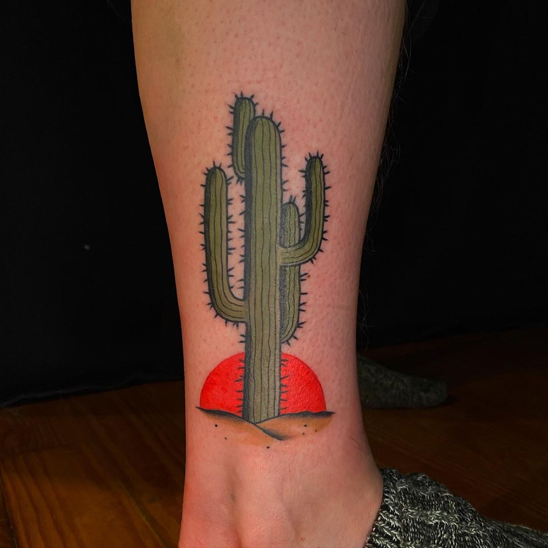 Sunset Saguaro Cactus Tatoo Design