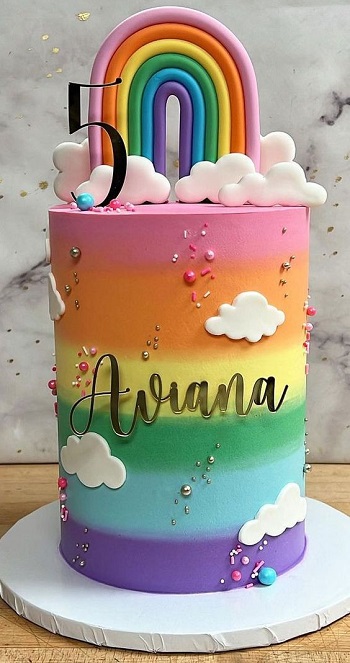 Tall Rainbow Birthday Cake