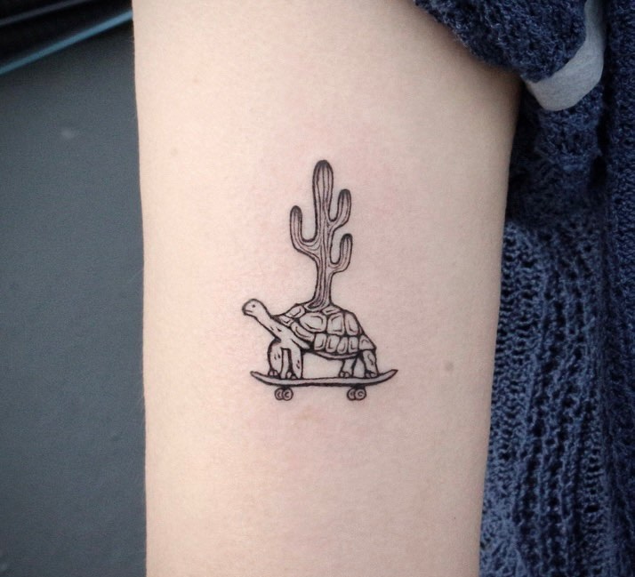 Fine Line Minimalistic Tattoo Cactus | TikTok