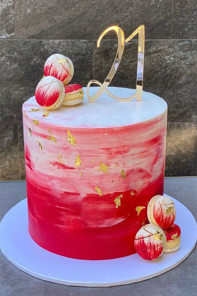 6. Red Velvet Macaron 21 Cake
