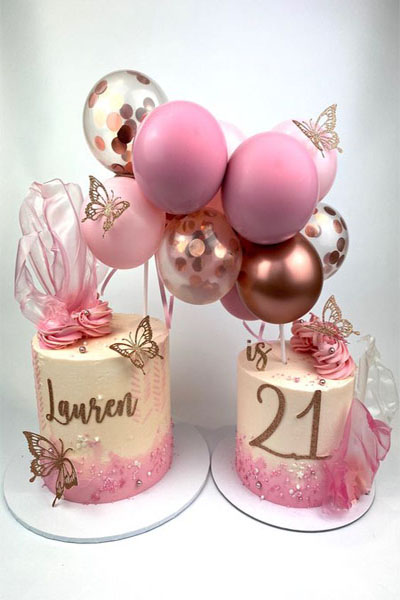 7. Twin Balloon Cake For 21's Birthday