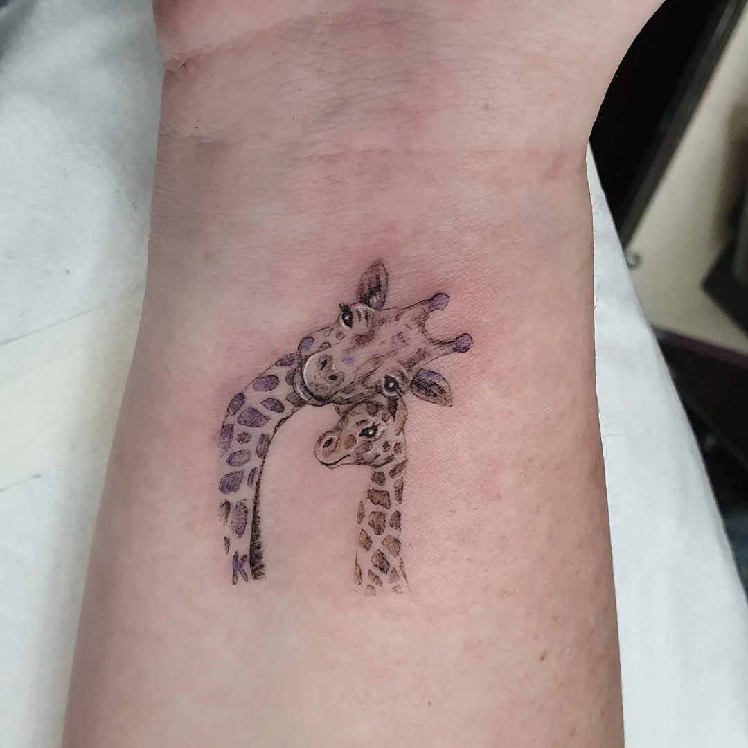 Baby Loves Mommy Giraffe Wrist Tattoo