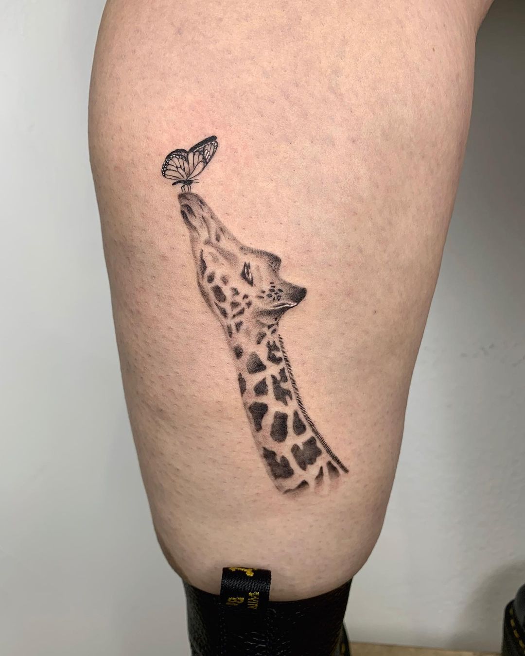 Butterfly And Giraffe Tattoo