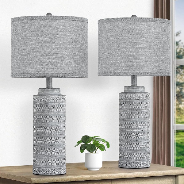 Ceramic Table Lamp in Grey