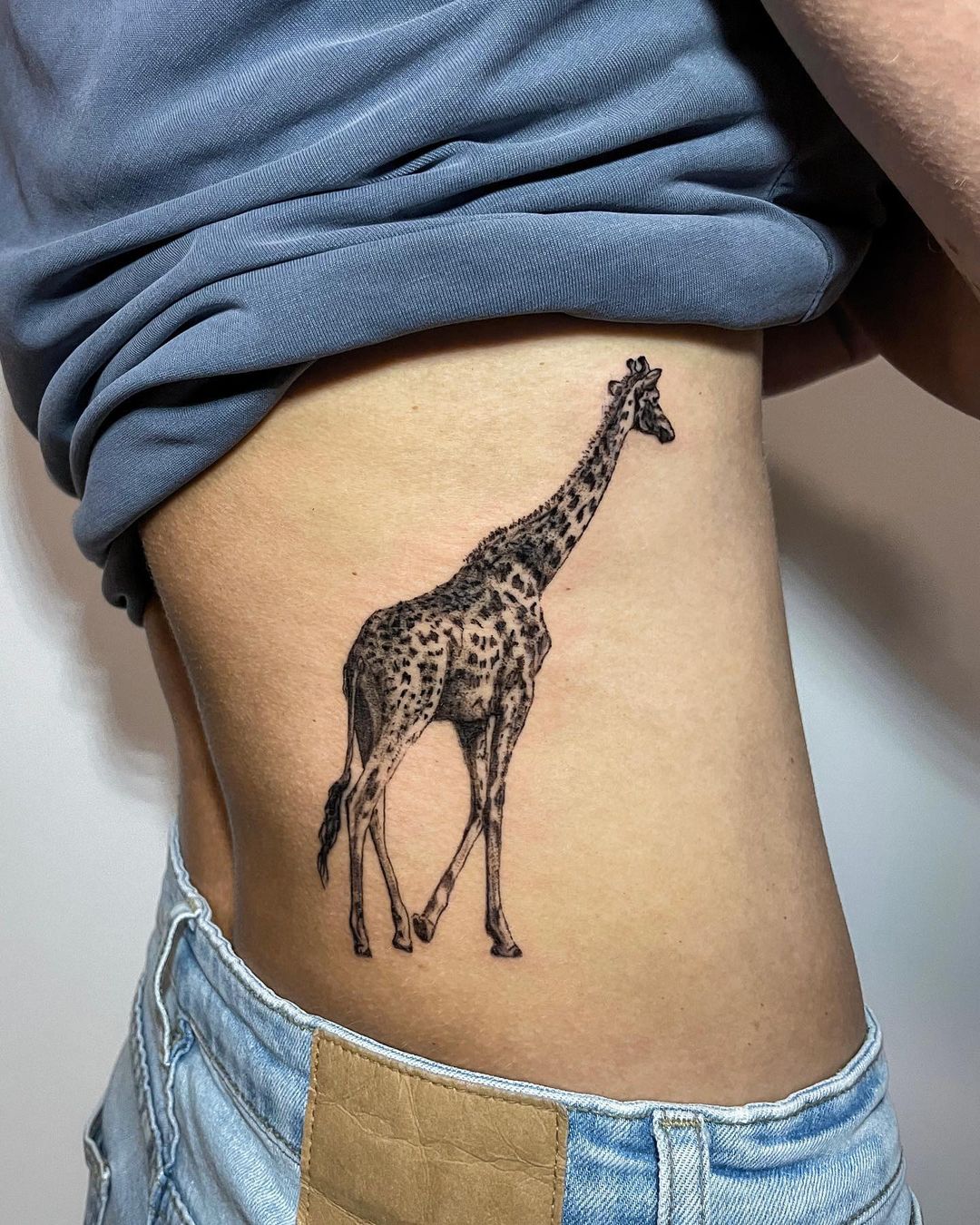Chic Side Torso Giraffe Tattoo