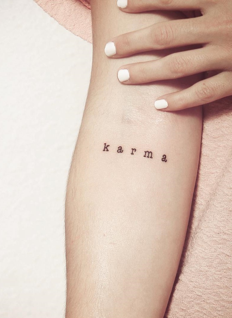 Classic Karma Script Tattoo